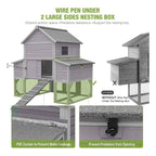 Large 137-Inch Wooden Chicken Coop With Run And 6 Nesting Boxes [10-15 Chickens] (SAK96430)